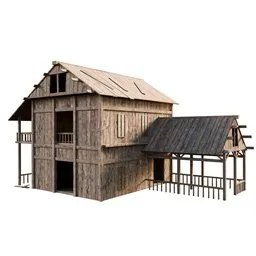 Medieval Two-Story Timber House