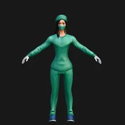 Female Surgeon in Green Scrubs