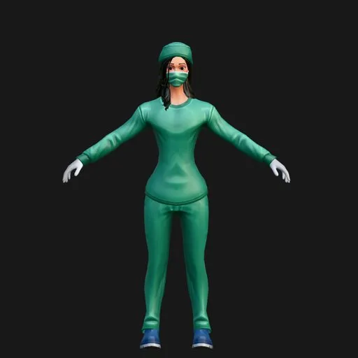 Female Surgeon in Green Scrubs