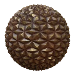 High-quality PBR texture of rusty, geometric-patterned metallic surface for 3D models in Blender and other software.