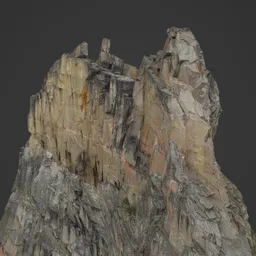 High-detail 3D scan of a rugged mountain peak model, compatible with Blender for virtual environment creation.