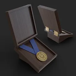 Photorealistic Blender 3D model of a trophy medal with detailed textures, suitable for architectural designs and gaming.