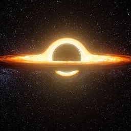 Detailed 3D black hole model with dynamic accretion disk, compatible with Blender Cycles and EEVEE.