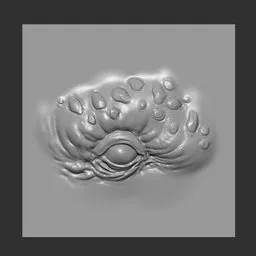 Sculpting brush for 3D models creating detailed demon eye scales, suitable for Blender, enhances monster and creature designs.