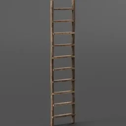High-quality 3D model of a rustic wooden ladder, perfect for Blender medieval scene enhancements.