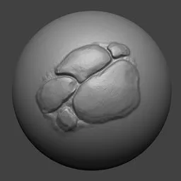 NS Scales 07 brush imprint for 3D sculpting featuring detailed dragon scales texture on a spherical model surface.