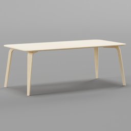 "Komplot Design's GUBI rectangular table 3D model for Blender 3D with wooden base and legs, perfect match for the GUBI 3D chair. Lightweight and clean cel shaded design with materials from the BlenderKit community."