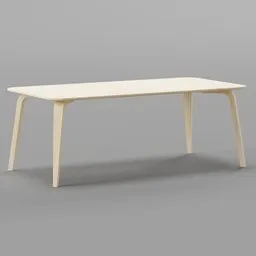 "Komplot Design's GUBI rectangular table 3D model for Blender 3D with wooden base and legs, perfect match for the GUBI 3D chair. Lightweight and clean cel shaded design with materials from the BlenderKit community."