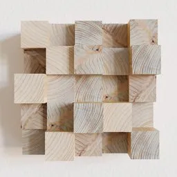 "Wooden wall panel for Blender 3D: High-resolution 3D model of a 25x25cm wood panel, crafted from real pictures. Perfect for scaling, framing, or covering entire walls. Photorealistic and detailed, with sharp edges and pinned joints."