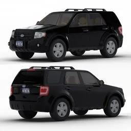 Highly detailed rigged Ford Escape 3D model with realistic shaders, suited for Blender animation projects.