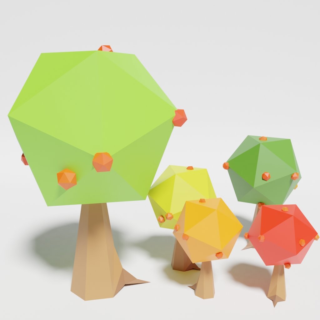 Low Poly Apple Tree Multicolor 