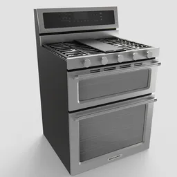 Highly detailed KitchenAid 6.0 Cu Range 3D model in Blender, ideal for kitchen appliance renderings.