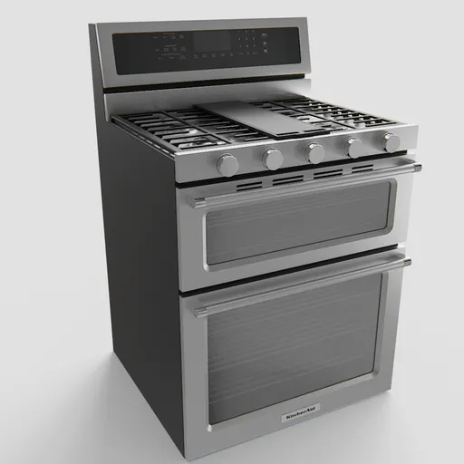 Highly detailed KitchenAid 6.0 Cu Range 3D model in Blender, ideal for kitchen appliance renderings.