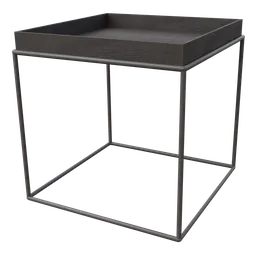 Modern black cubic table with high-resolution textures for Blender 3D interior modeling.