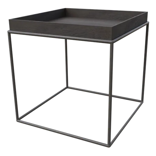 Modern black cubic table with high-resolution textures for Blender 3D interior modeling.
