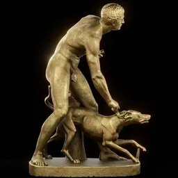 statue of The Hunter And His Dog Brass
