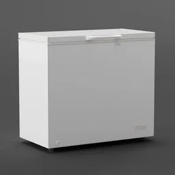 High-quality Blender 3D model of a white chest freezer with a sleek design suitable for household appliance rendering.