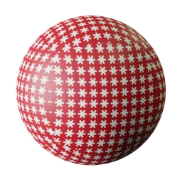 High-quality PBR Christmas paper texture with red and white snowflake pattern for Blender 3D artists.