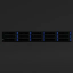 Detailed 3D render of a server rack model part with realistic textures for use in Blender simulations and hardware representations.