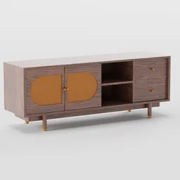 TV Unit with Cane Panel Cabinet