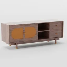 TV Unit with Cane Panel Cabinet
