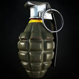 Highly detailed Blender 3D model of an aged Mk 2 grenade with realistic textures and lighting.