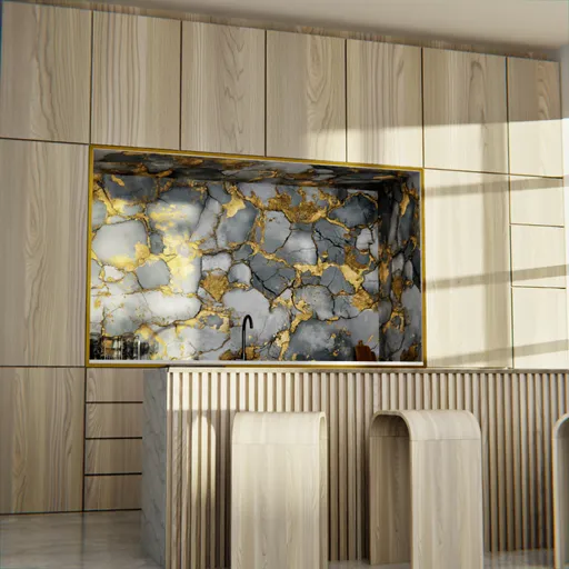 Luxury Wooden Kitchen Scene