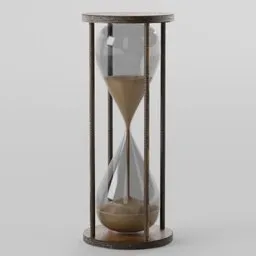Detailed 3D model of a wooden and gold hourglass, ideal for Blender rendering and design projects.