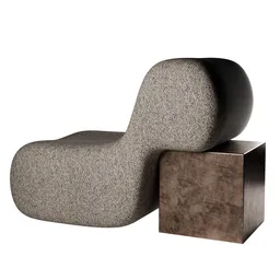 Detailed 3D rendering of a modern textured Vernonia lounge chair for interior design, suitable for Blender.