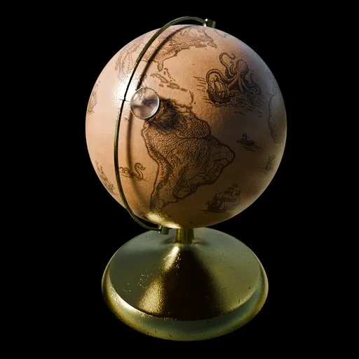 Fictional Old Globe With A Lense