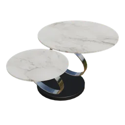 Detailed Blender 3D model showcasing a modern coffee table with marble top and glossy chrome legs.
