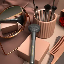 Cosmetics presentation makeup brushes