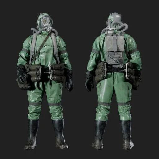 Hazmat Soldier Standing Pose Green