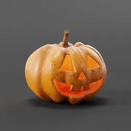 "Download high-resolution 3D model of Halloween pumpkins with carved faces in Blender 3D software. Textured with 4k and 8k realistic flavors to add a haunting appearance to your renders."