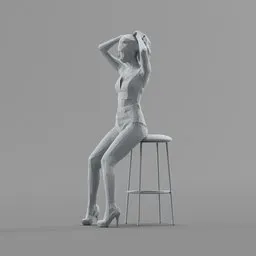 Lowpoly Female leaning on a stool