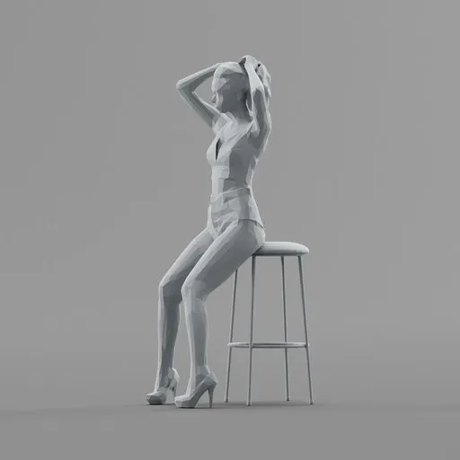 Lowpoly Female leaning on a stool