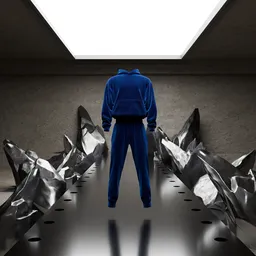 3D-rendered fashion runway with model and dynamic lighting for Blender visualization