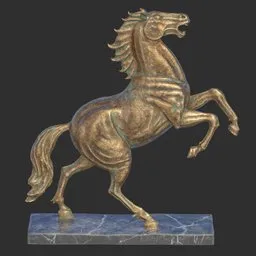 Rearing horse bronze statue