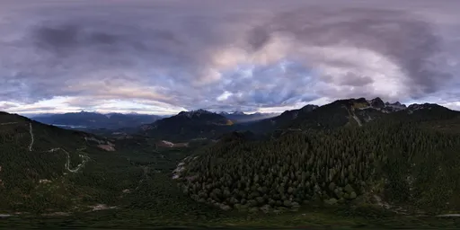 Aerial Cloudy Sunset Mountain