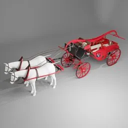"Landauer fire brigade pump carriage - Historic vehicle 3D model with highly detailed cast iron material, perfect for firefighting scenes in 1890s. Equipped with a lever pump for transporting large quantities of water from any source and horse-drawn for easier mobility."