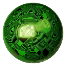 Seamless PBR texture of a green procedural circuit board for 3D modeling in Blender, ideal for digital tech simulations.