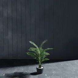 Realistic Blender 3D model of an indoor artificial fern in a pot, perfect for interior renderings.