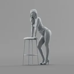 Lowpoly Female leaning on a stool