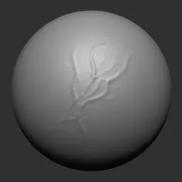 3D modeling vein sculpting brush imprint for detailed human anatomy creation in Blender.