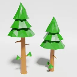 Low-poly 3D pine tree models suitable for Blender rendering, perfect for digital forestry projects.