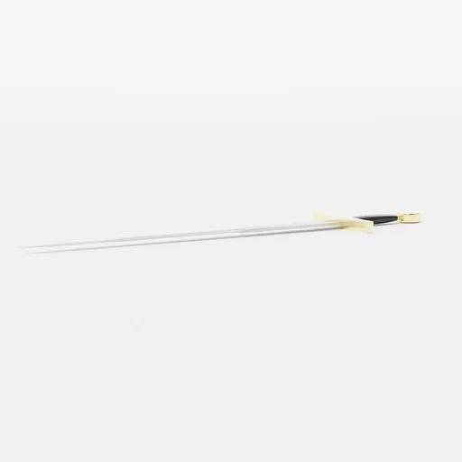Detailed 3D-rendered metal-bladed sword with hilt for Blender, ideal for historic and fantasy scenes.