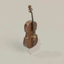 High-quality 3D cello model with detailed texture and shadow, perfect for Blender rendering.