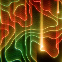 Neon Topographic Lines Aurora  Waves