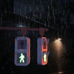 Lofi Rainy Pedestrian Traffic Light