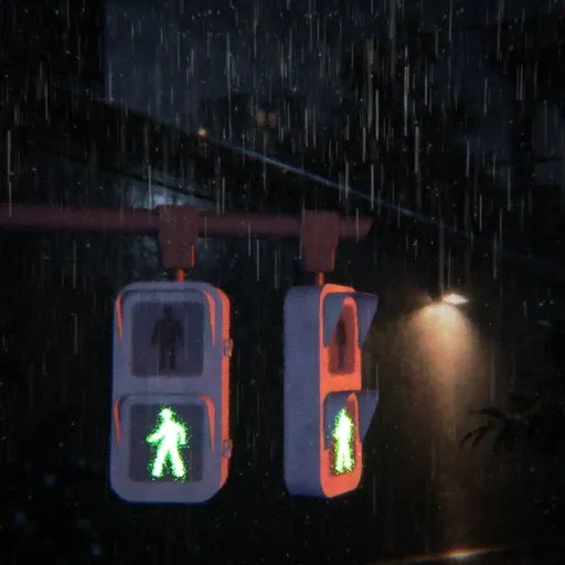 Lofi Rainy Pedestrian Traffic Light